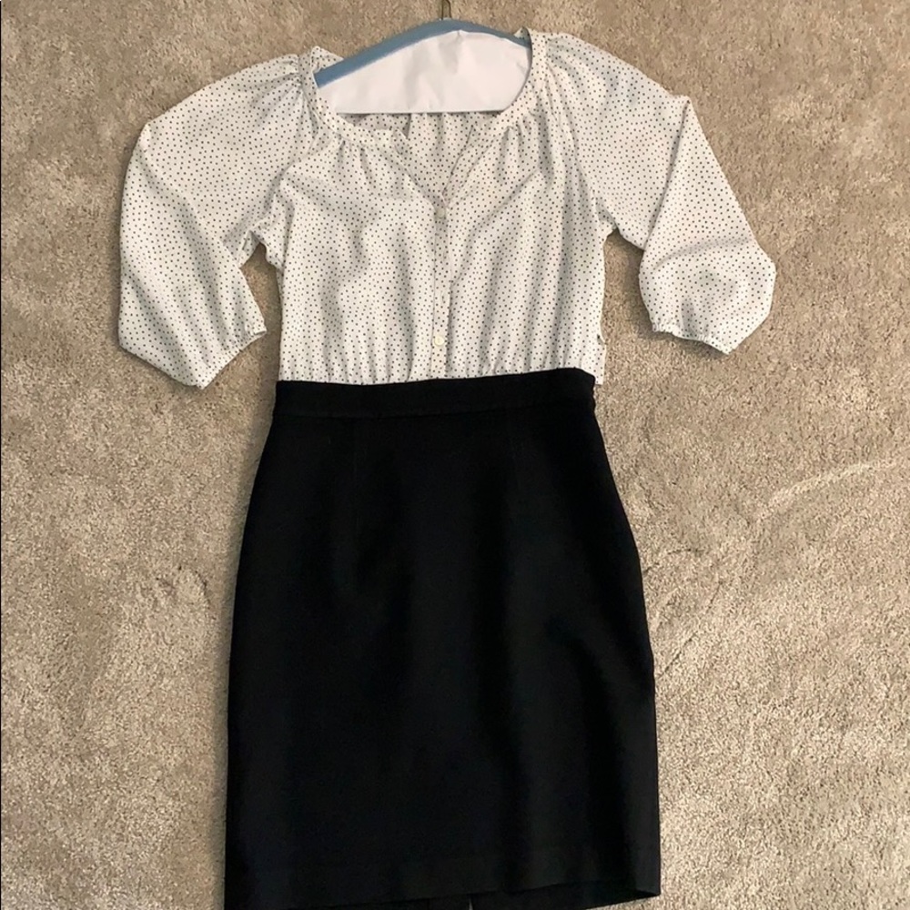 Loft black and white polka dot dress